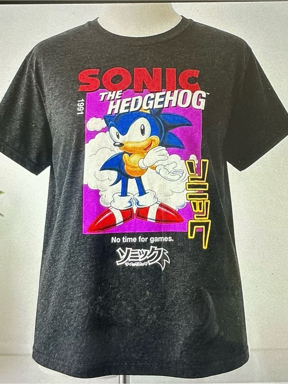 VINTGE SONIC THE HEDGEHOG T-SHIRT 1991 SEGA GRAPHIC TEE MEN (L)